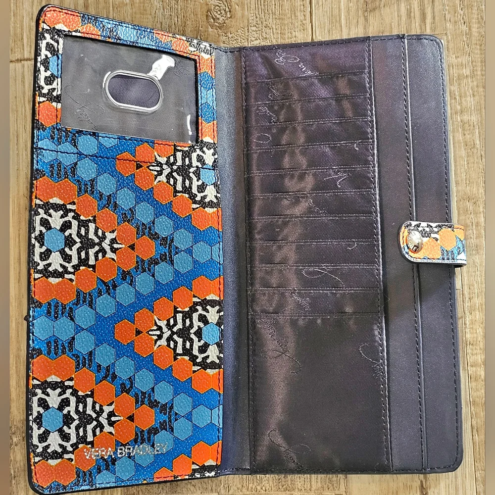 Vera Bradley Blue and Orange Geometric Wallet - Picture 4 of 4